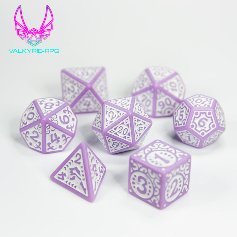 lavender | Patterned Polyhedral Dice Set