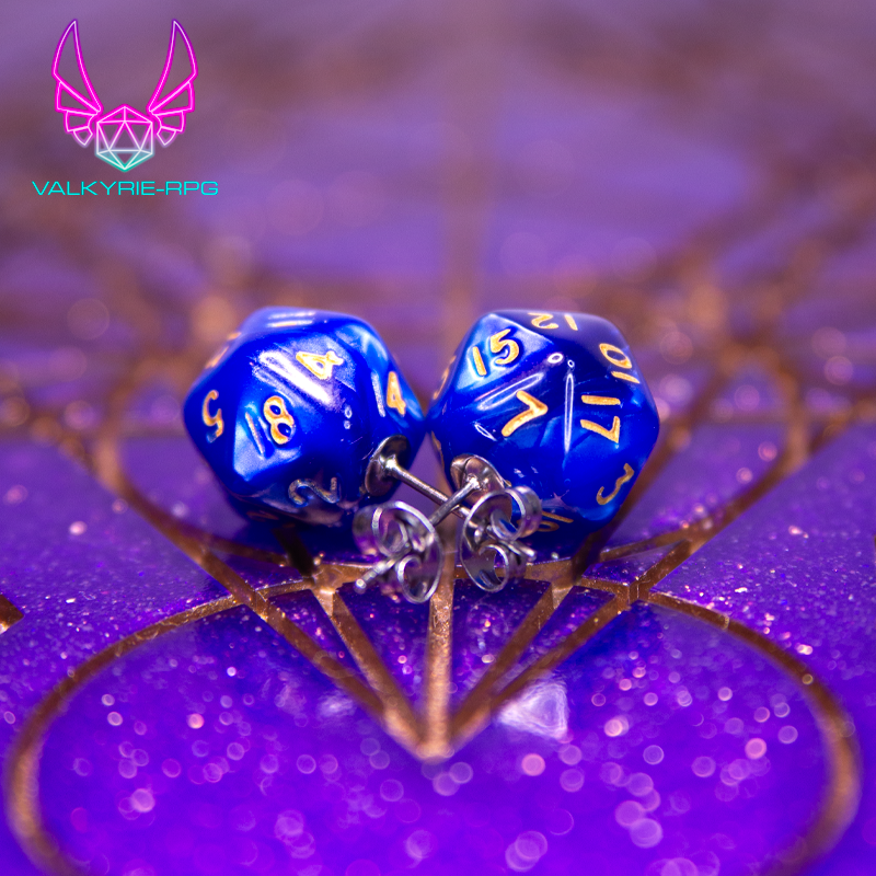Earrings - Lapis Mini Dice Studs - Valkyrie RPG
