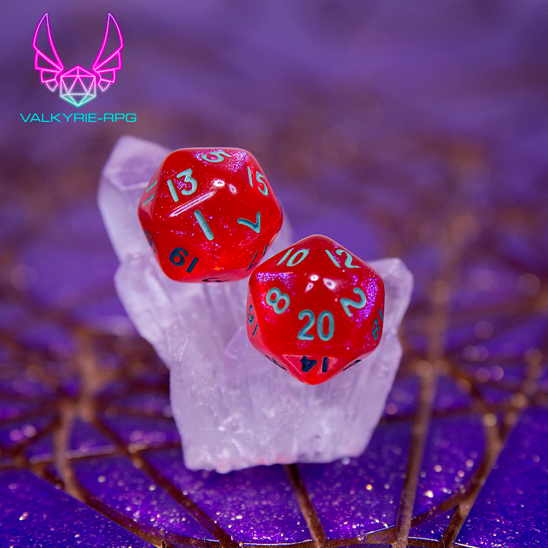 Earrings - Red Shimmer Mini Dice Studs - Valkyrie RPG