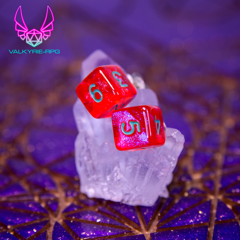 Earrings - Red Shimmer Mini Dice Studs - Valkyrie RPG