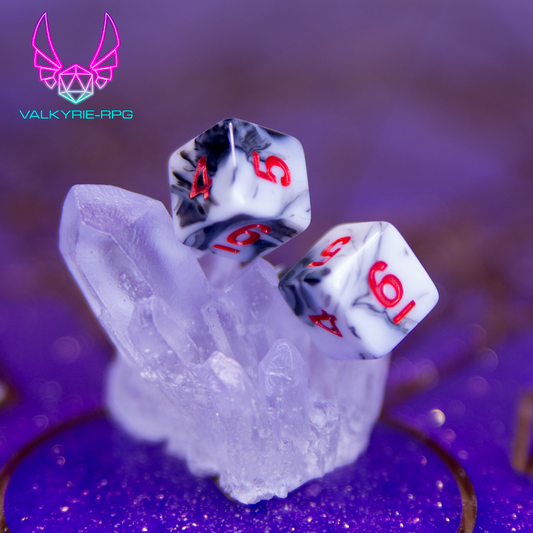 Earrings - Zebra Marble Mini Dice Studs - Valkyrie RPG