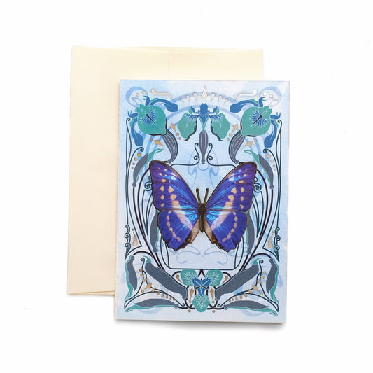Moth & Myth Greeting Card - White and Blue Morpho Butterfly - Valkyrie RPG