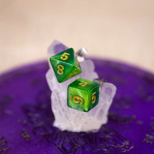 Earrings - Emerald Mini Dice Studs - Valkyrie RPG