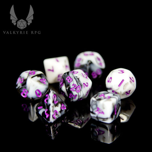 Mini Dice - Purple Zebra Marble - Valkyrie RPG