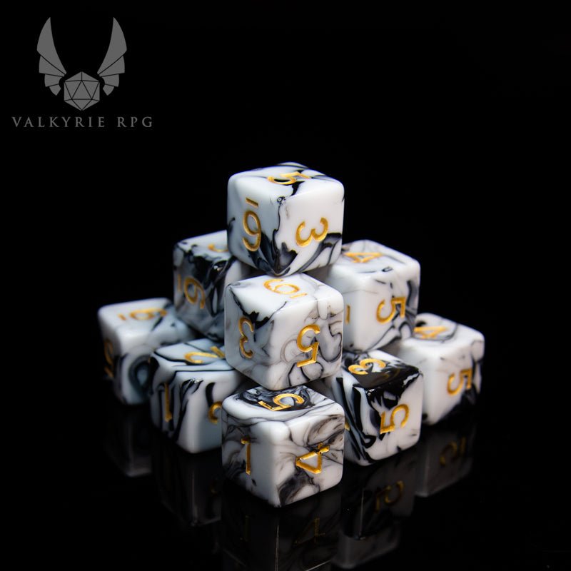 Myrkheim - Zebra Marble D6 set - Valkyrie RPG
