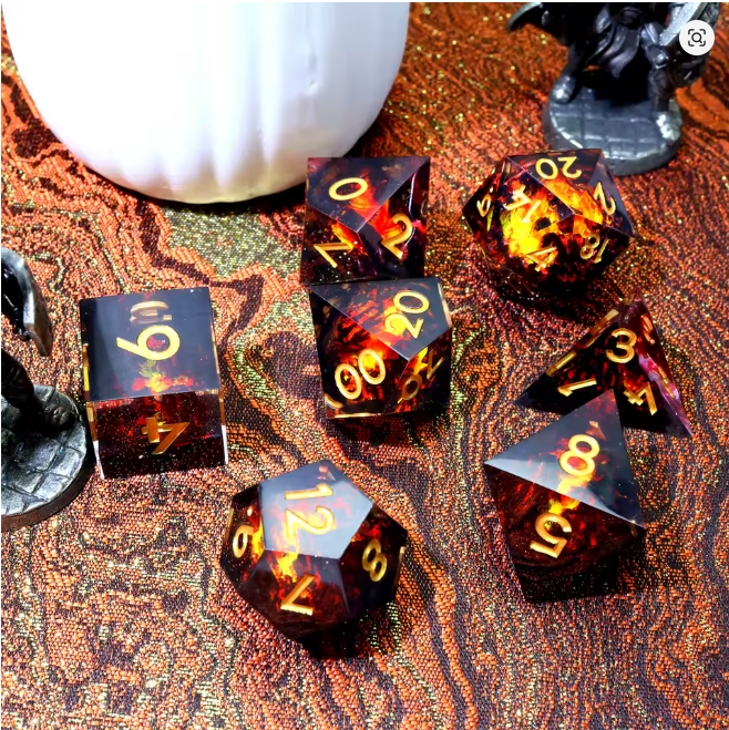 Earth Tremor | Sharp Inclusion Polyhedral Dice Set