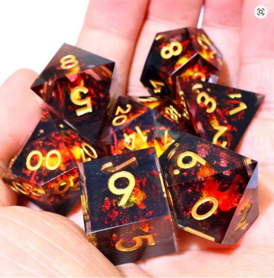 Earth Tremor | Sharp Inclusion Polyhedral Dice Set