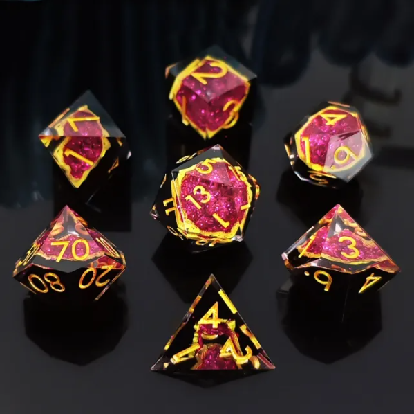 Demiplane | Sharp Inclusion Polyhedral Dice Set