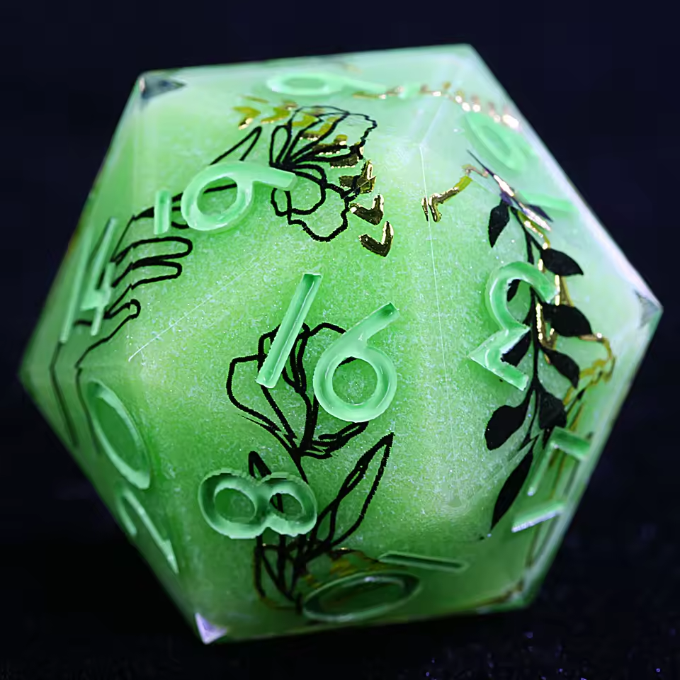 Gilded Flora | Sharp Polyhedral Dice Set - Valkyrie RPG