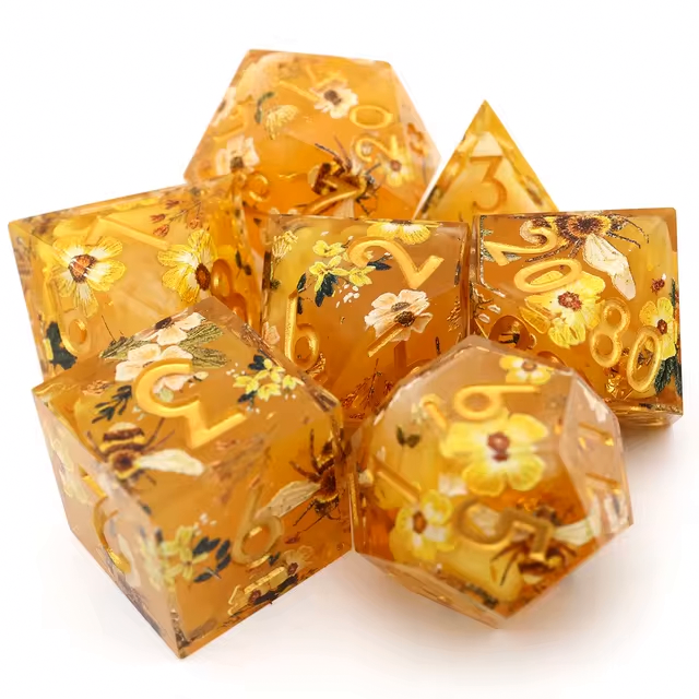 Honey Bee 🐝 | Sharp Polyhedral Dice Set - Valkyrie RPG