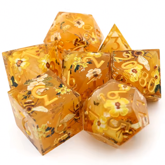 Honey Bee 🐝 | Sharp Polyhedral Dice Set - Valkyrie RPG