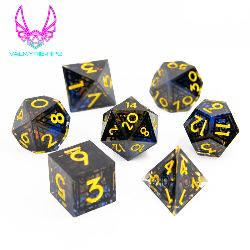 Gloomspire | Sharp framed Polyhedral Dice Set