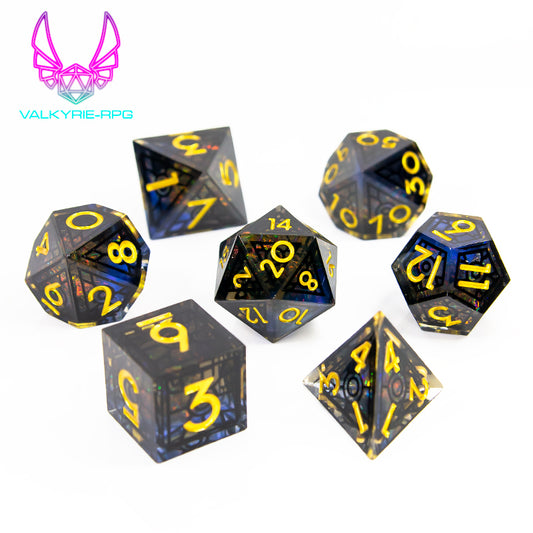 Gloomspire | Sharp framed Polyhedral Dice Set