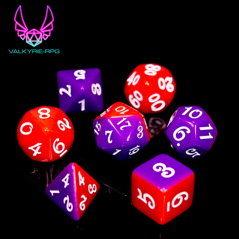 Charlie | Split Colour Polyhedral Dice Set - Valkyrie RPG