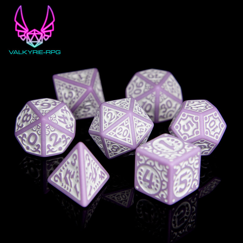 lavender | Patterned Polyhedral Dice Set - Valkyrie RPG