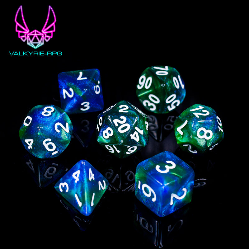 Loke | Fusion Glitter Polyhedral Dice Set - Valkyrie RPG