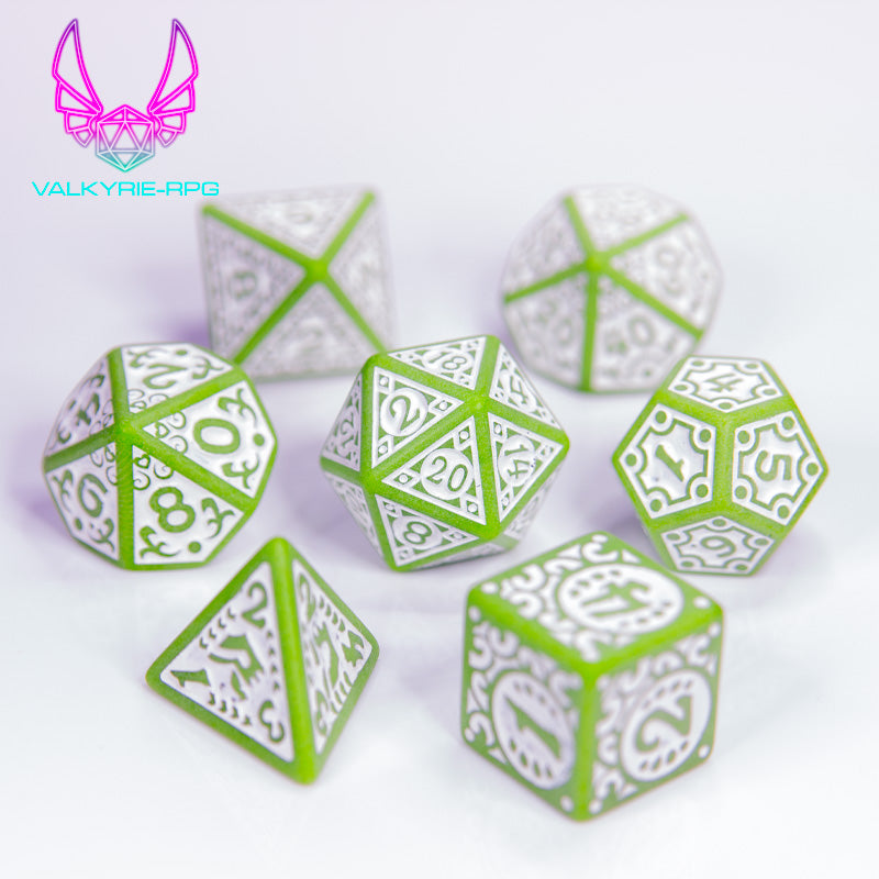 Matcha | Patterned Polyhedral Dice Set - Valkyrie RPG