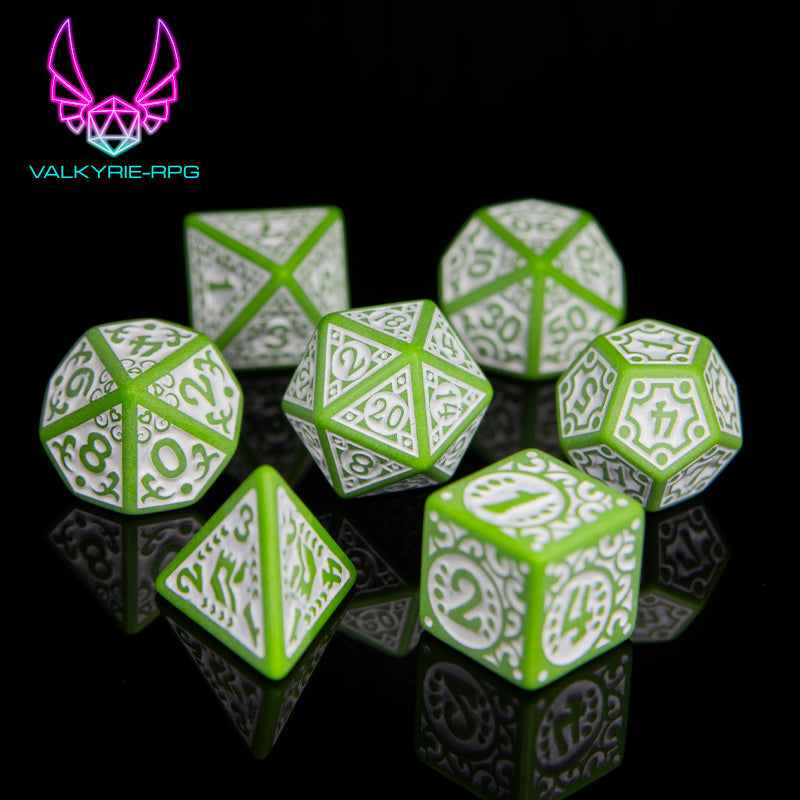 Matcha | Patterned Polyhedral Dice Set - Valkyrie RPG