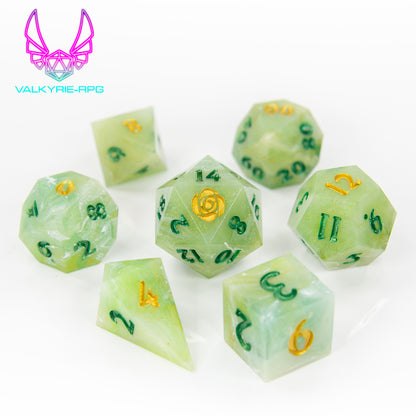 Matcha Latte | Hand Made Polyhedral Dice Set by Gourmet Dice - Valkyrie RPG
