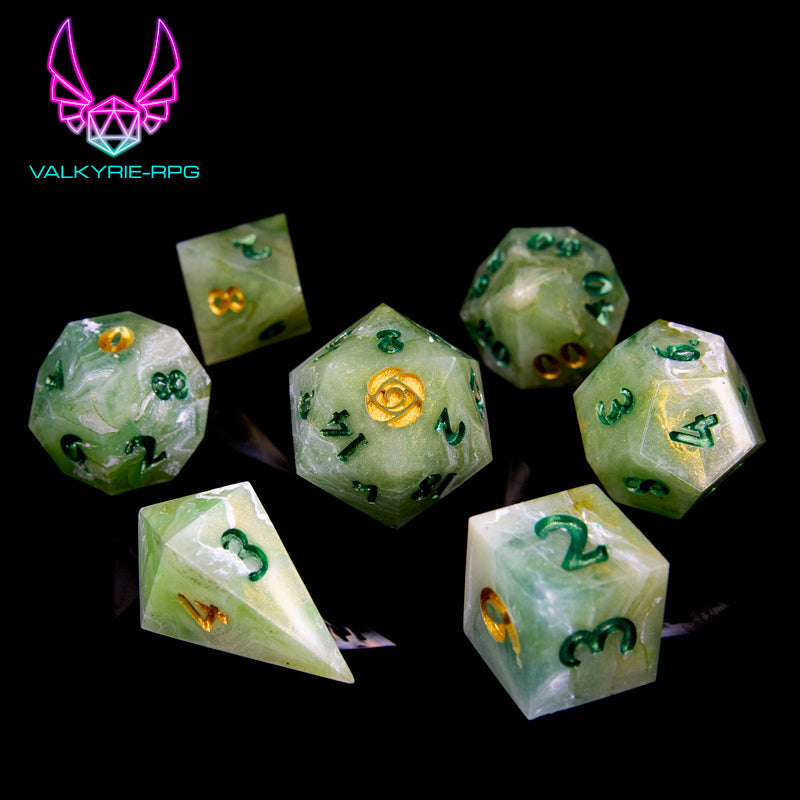 Matcha Latte | Hand Made Polyhedral Dice Set by Gourmet Dice - Valkyrie RPG