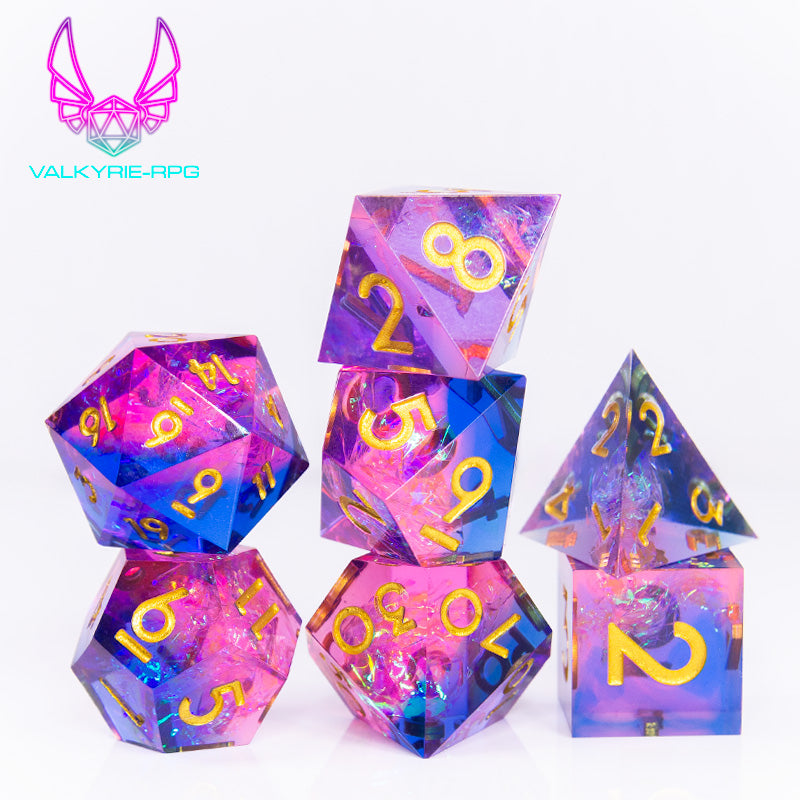 Faerie Fire | Sharp Polyhedral Dice Set - Valkyrie RPG