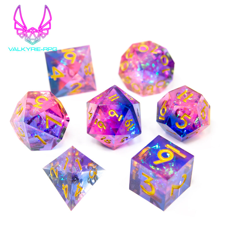 Faerie Fire | Sharp Polyhedral Dice Set - Valkyrie RPG