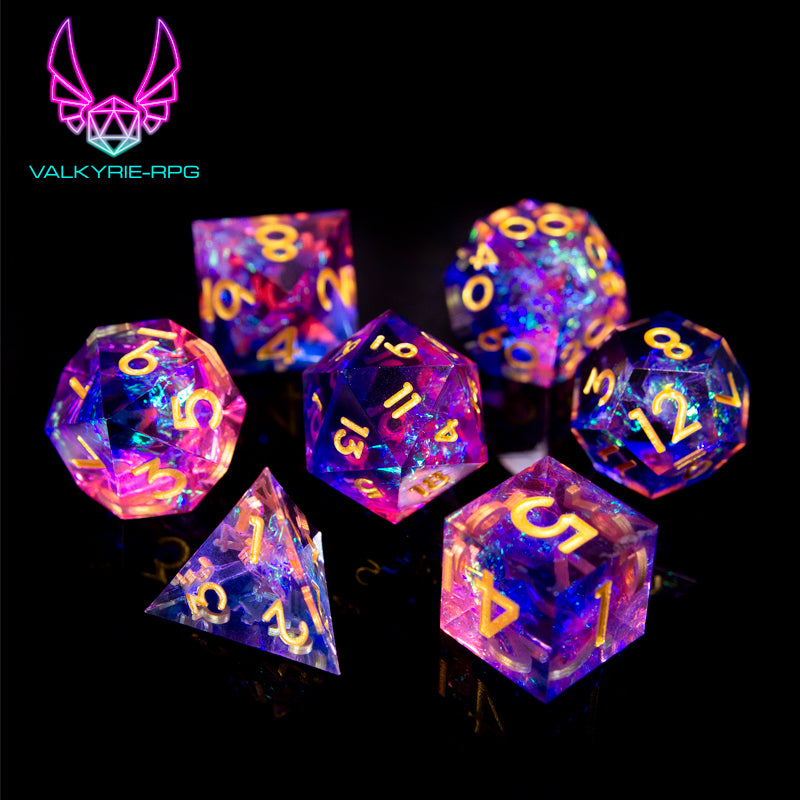 Faerie Fire | Sharp Polyhedral Dice Set - Valkyrie RPG