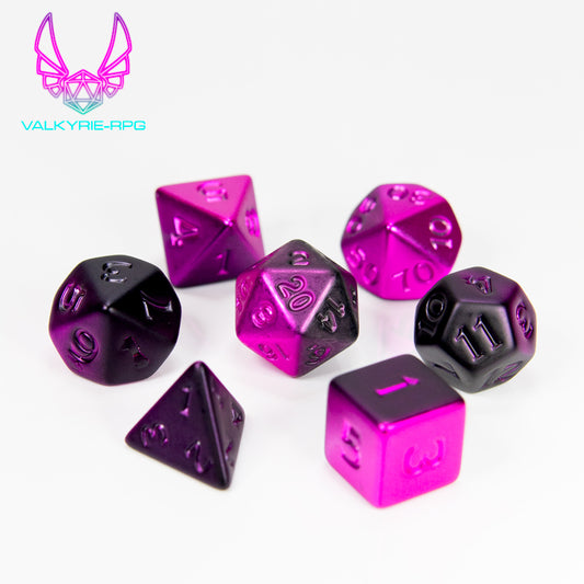 Electric Peony | Electroplated Polyhedral Dice Set - Valkyrie RPG