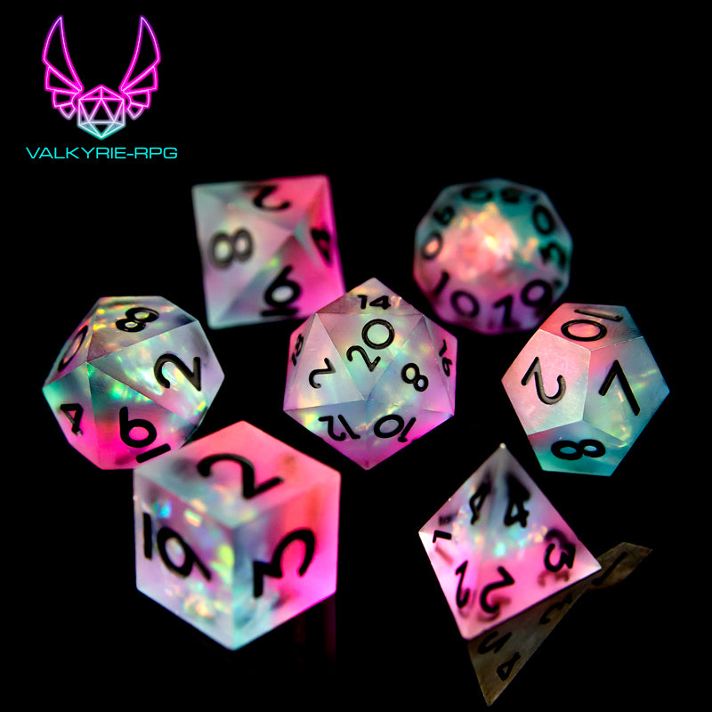 Moonwell | Sharp Frosted Polyhedral Dice Set - Valkyrie RPG