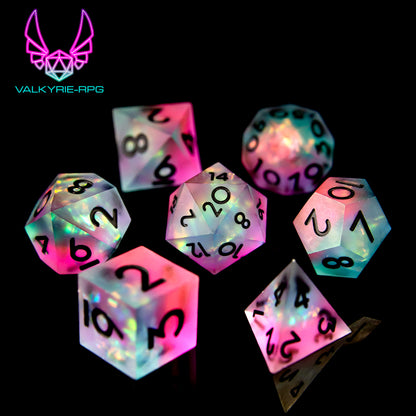 Moonwell | Sharp Frosted Polyhedral Dice Set - Valkyrie RPG