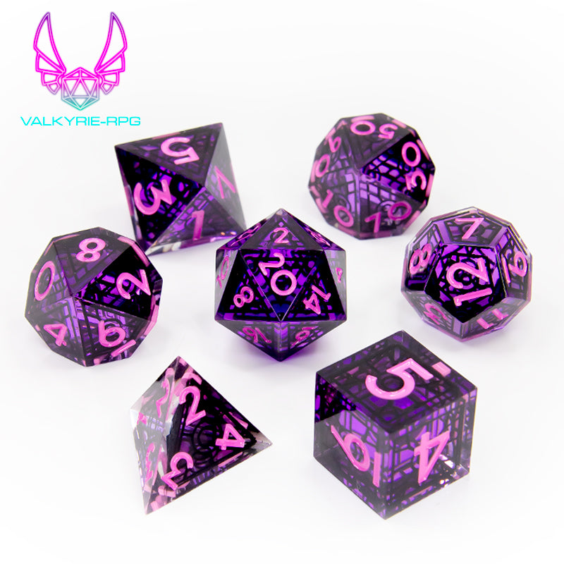 Reliquary | Sharp framed Polyhedral Dice Set
