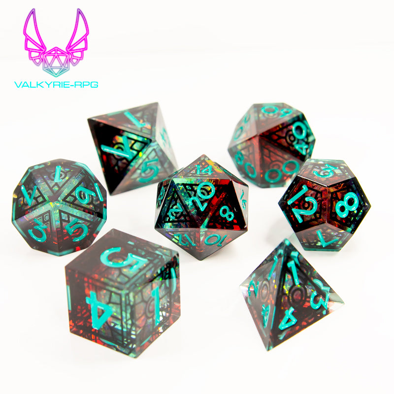 Wisp Ward | Sharp framed Polyhedral Dice Set