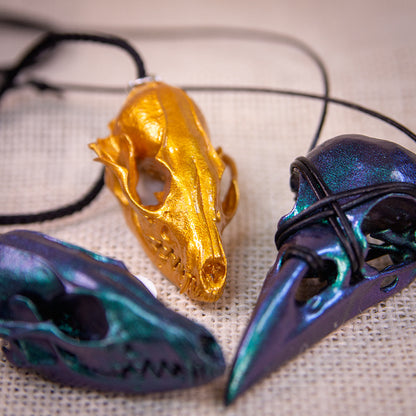 Necklace - Painted Wolf skulls