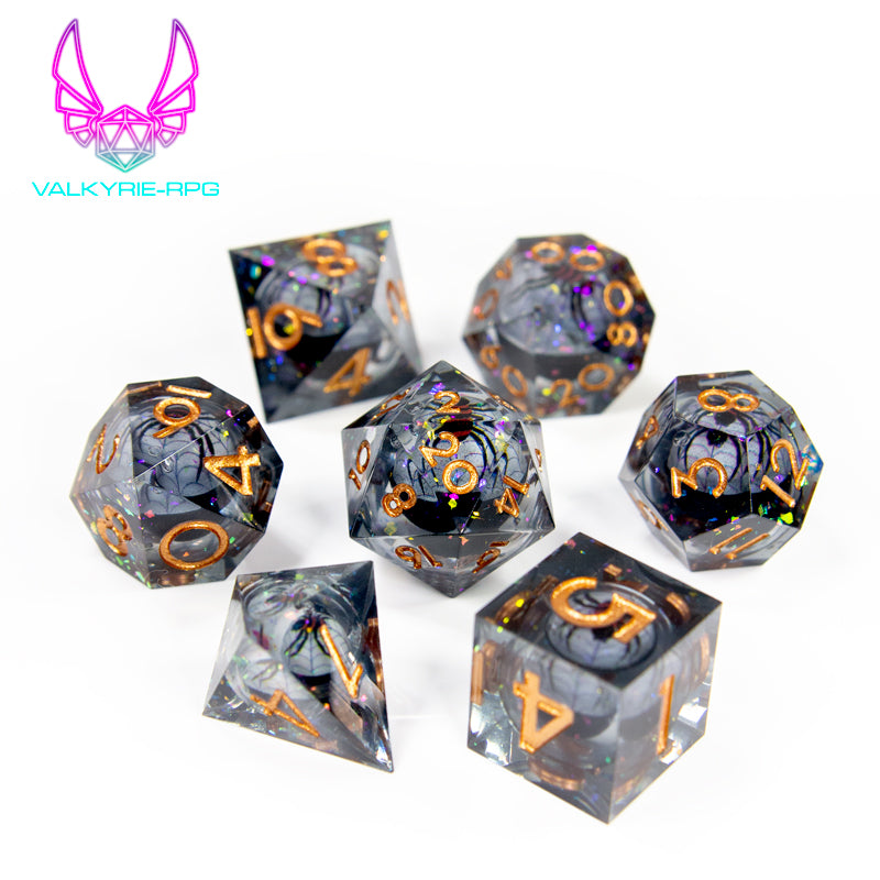 Spooky Spiders🕷️ | Sharp Novelty Liquid Core Polyhedral Dice Set - Valkyrie RPG