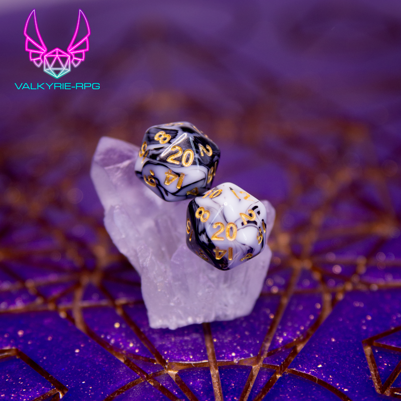 Earrings - Zebra Marble Mini Dice Studs - Valkyrie RPG