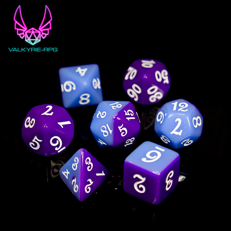 Violet | Split Colour Polyhedral Dice Set - Valkyrie RPG