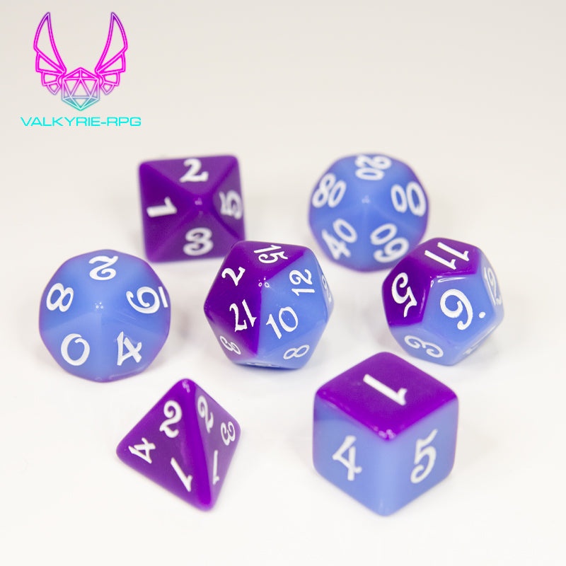 Violet | Split Colour Polyhedral Dice Set - Valkyrie RPG