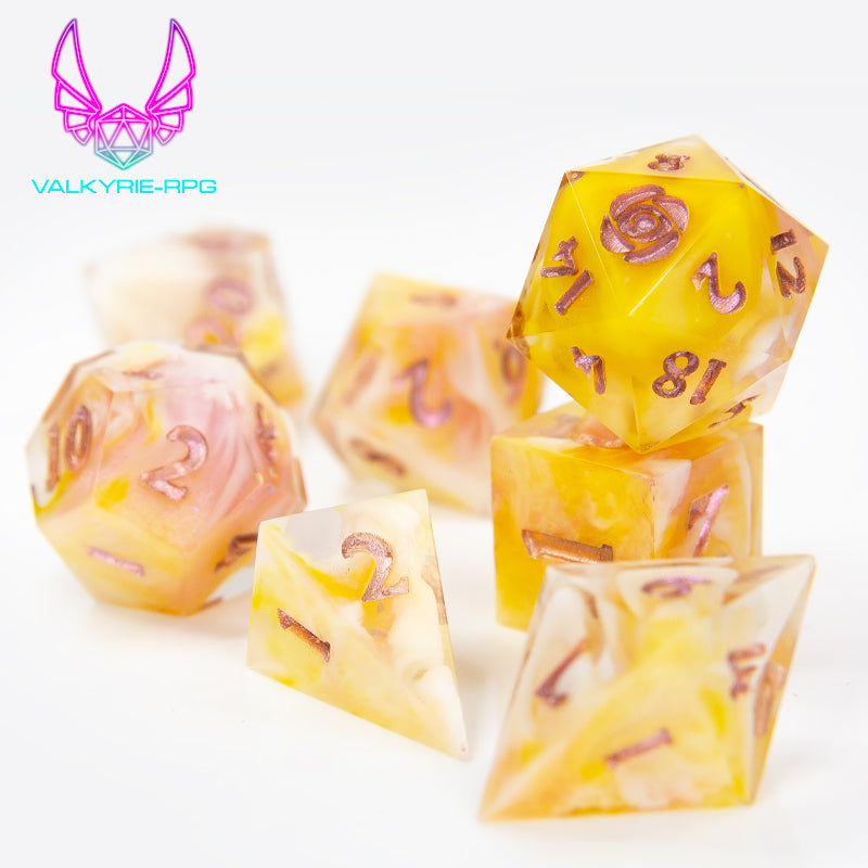 Honeysuckle | Hand Made Polyhedral Dice Set by Gourmet Dice - Valkyrie RPG