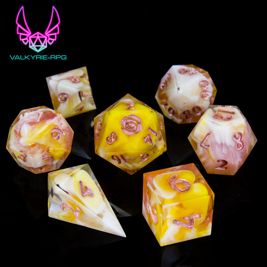 Honeysuckle | Hand Made Polyhedral Dice Set by Gourmet Dice - Valkyrie RPG