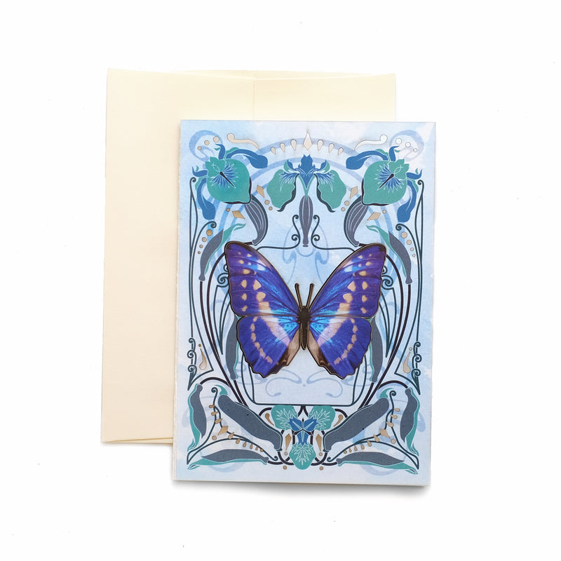 Moth & Myth Greeting Card - White and Blue Morpho Butterfly