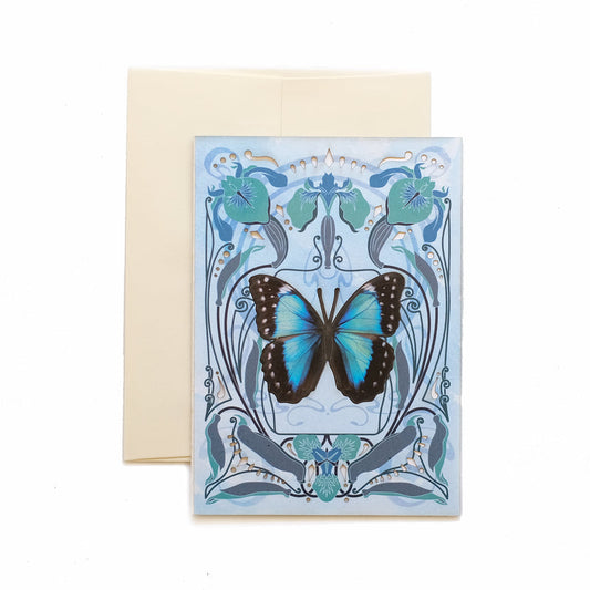 Moth & Myth Greeting Card - Teal and Black Morpho Butterfly