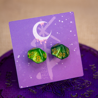 Earrings - Emerald Mini Dice Studs - Valkyrie RPG