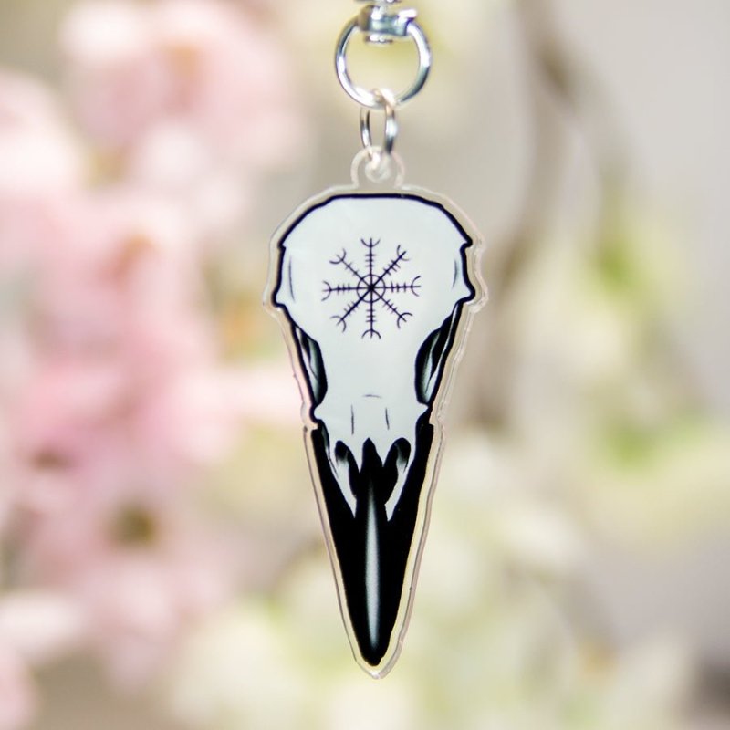 Raven Skull of Protection Acrylic Charm - Valkyrie RPG